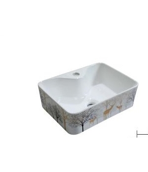 Lavabo gốm sứ nghệ thuật -họa tiết mùa đông -LI-214