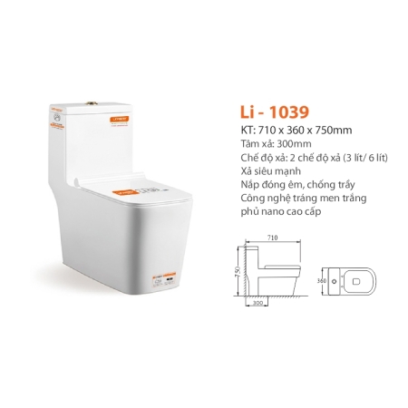 Bàn Cầu 1 khối Lionstp -1039 