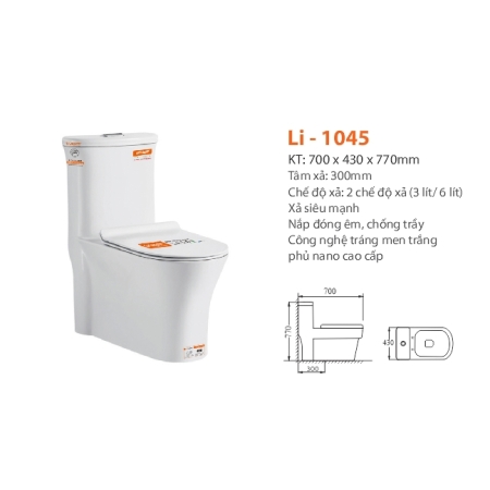 Bàn Cầu 1 khối Lionstp LI-1045