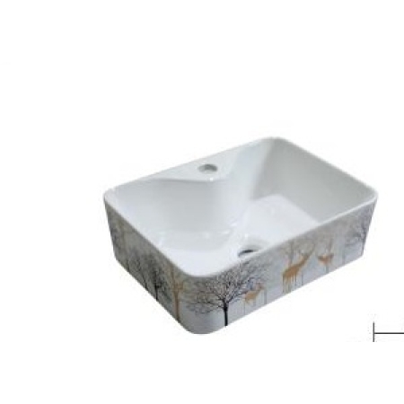 Lavabo gốm sứ nghệ thuật -họa tiết mùa đông -LI-214