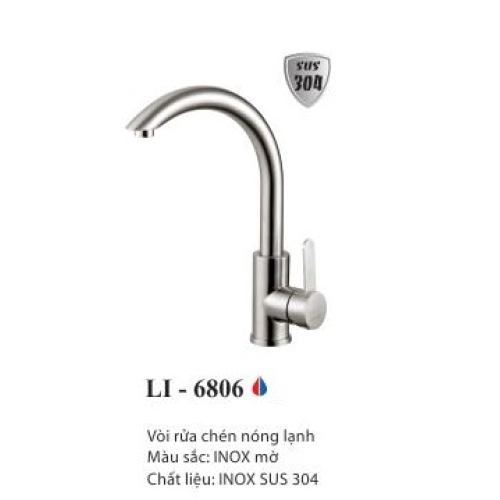 Vòi rửa chén nóng lạnh inox 304 LI-6806