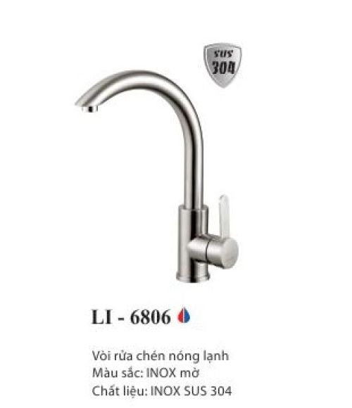 Vòi rửa chén nóng lạnh inox 304 LI-6806