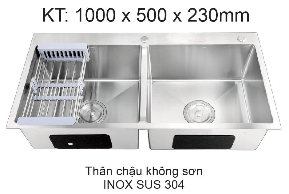 chậu rửa chén inox 304 cao cấp 2 hộc